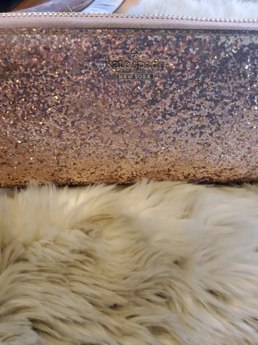 kate spade Rose Gold Sequin Glitter Neda Wallet VGUC ~ EUC